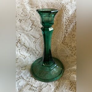Emerald Green Vintage Mid Century Decor - Indiana Glass Tapered Candlestick